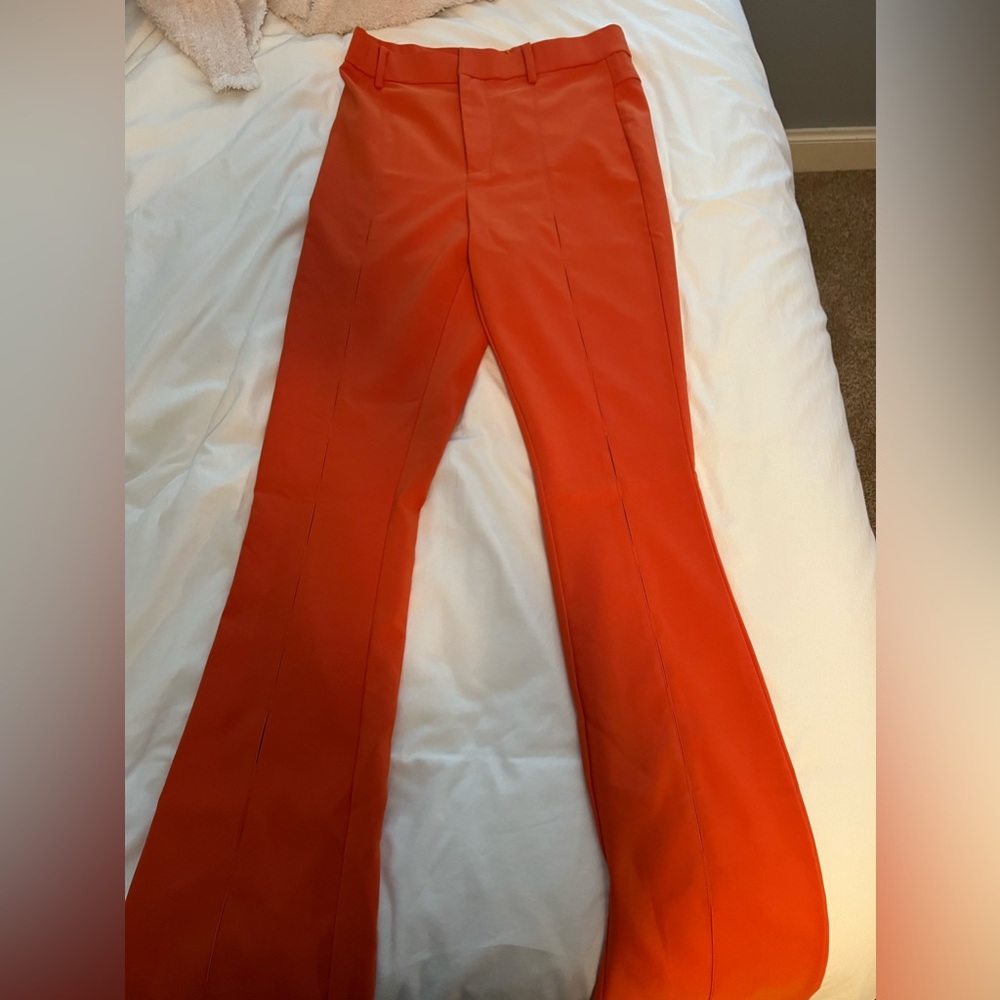 Orange Zara flare leg pants